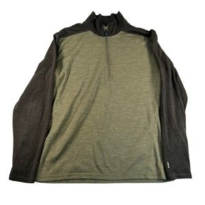 Smartwool Mens Merino 250 Quarter Zip Base Layer Olive Green Charcoal Grey Large
